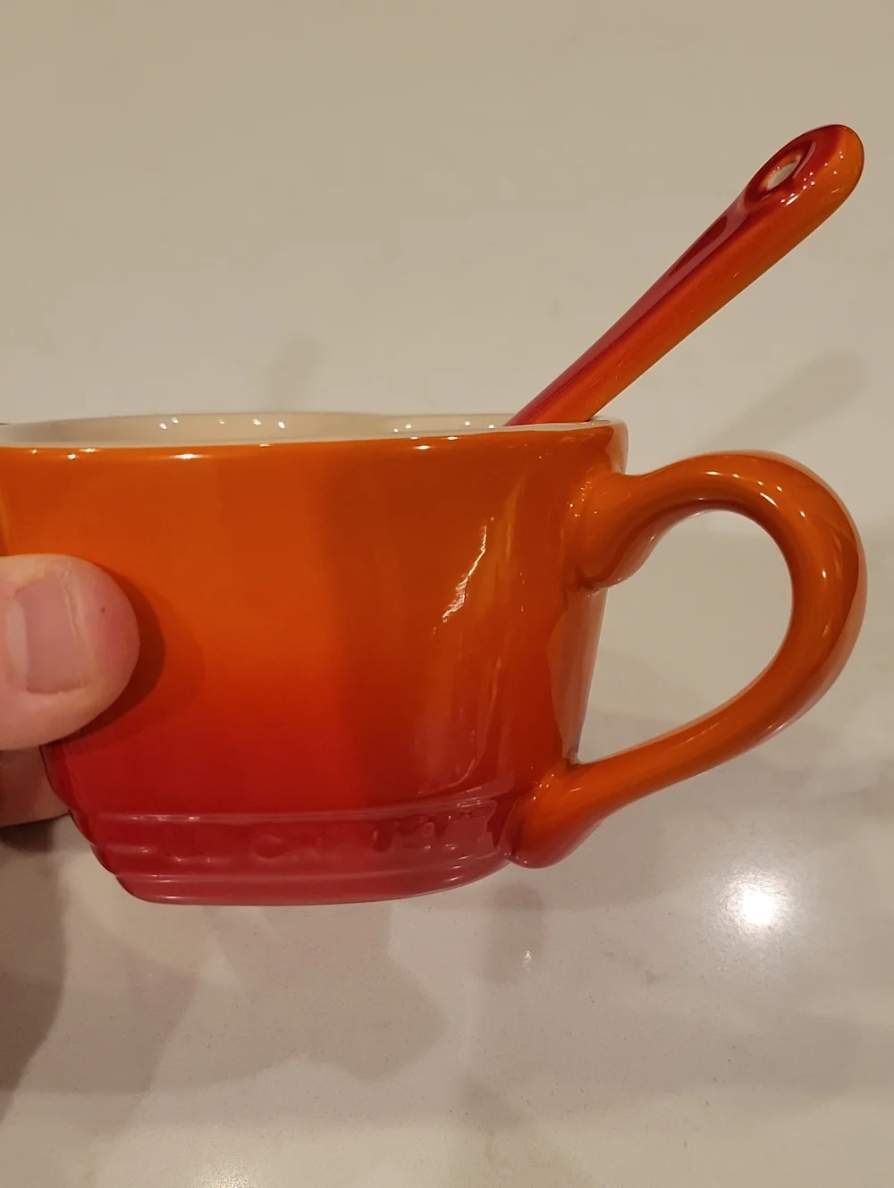Le Creuset Flame Orange Heart Mug And  Cafe Spoon Bundle